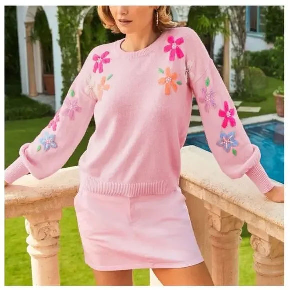 Lilly Pulitzer Colette Denim Skort Skirt Calla Lilly Pink Button Womens Size 12 - Picture 6 of 13